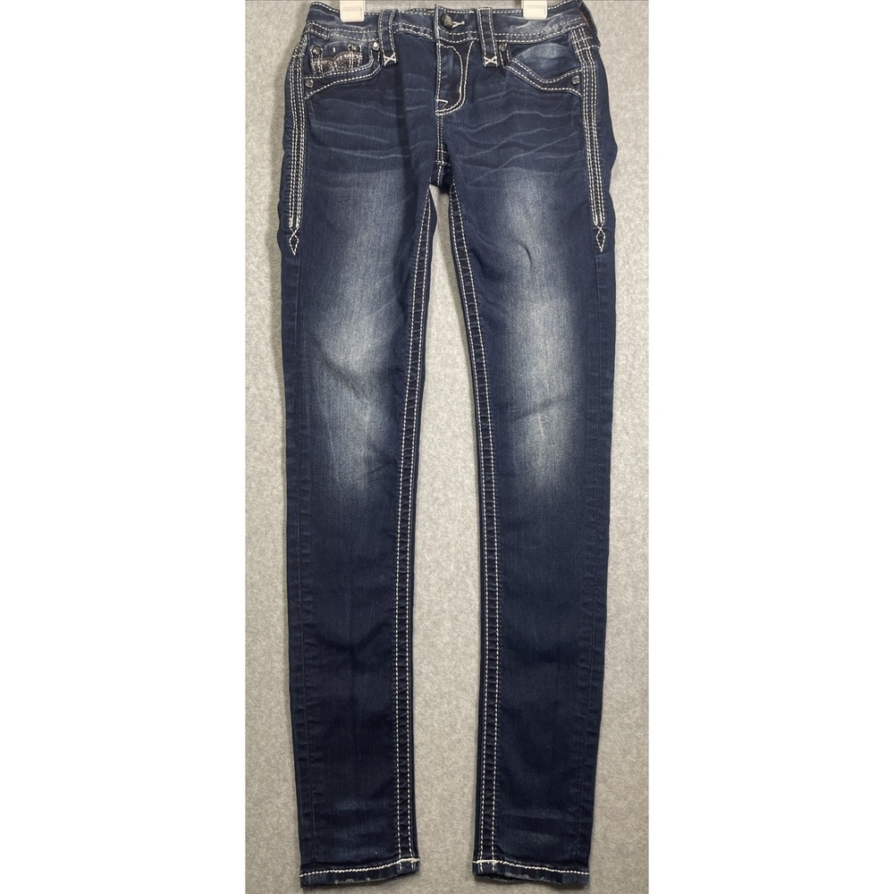 Rock Revival Oliana Mid Rise Skinny Women's Jean Sz 24 Cowboy Rhinestone Western